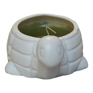 COTY 'Sweet Earth' Scented Candle in Porcelain TURTLE Holder WHITE GREEN Unused